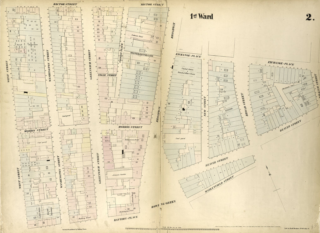 Detail of Map bounded by Rector Street, Broadway, Exchange Place by Anonymous