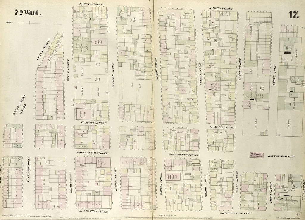 Detail of Map bounded by Division Street, Grand Street, Jackson Street, South Street, Montgomery Street. 1852, 1854 by Anonymous