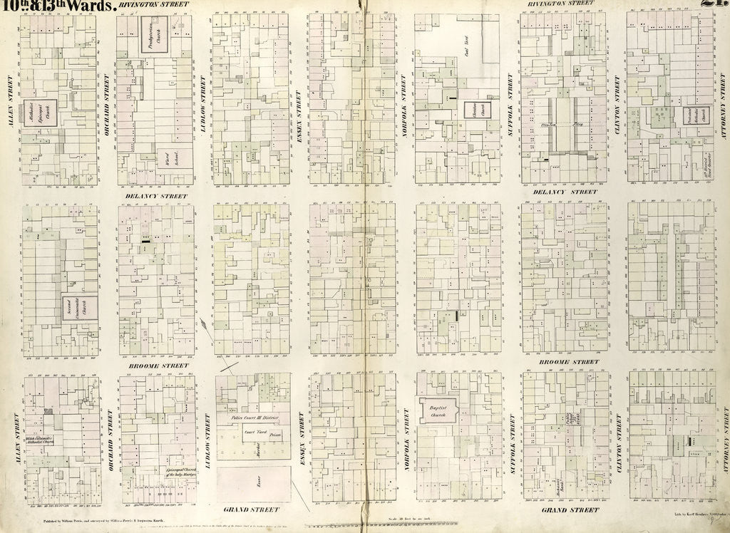 Detail of Map bounded by Rivington Street, Attorney Street, Grand Street, Allen Street. 1852, 1854 by Anonymous