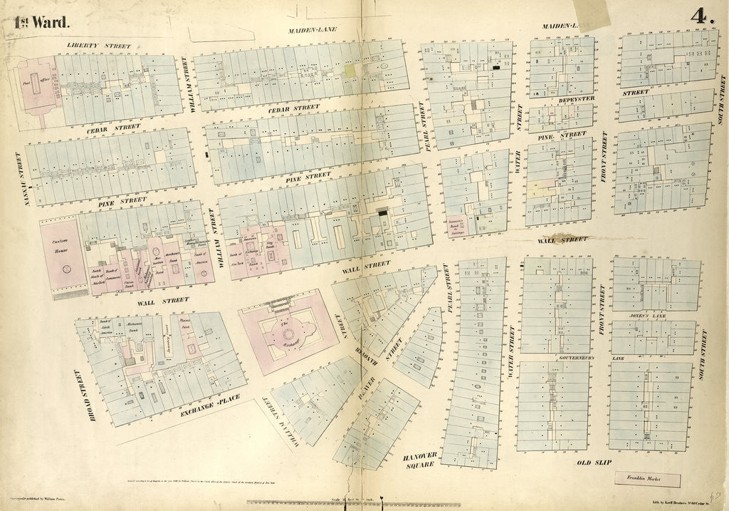 Detail of Map bounded by Liberty Street, Maiden Lane, South Street, Old Slip by Anonymous