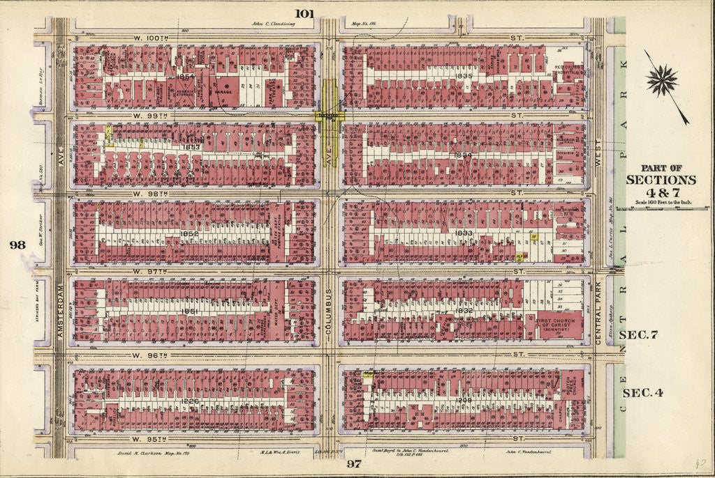 Detail of Bounded by W. 100th Street, Central Park West, W. 95th Street, and Amsterdam Avenue, New York by Anonymous