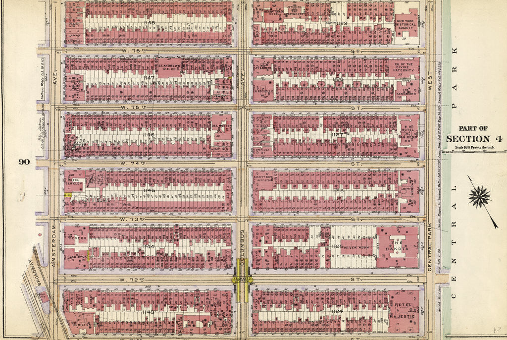 Detail of Bounded by W. 77th Street, Central Park West, W. 71st Street, Broadway, and Amsterdam Avenue, New York by Anonymous