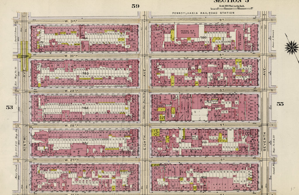 Detail of Bounded by W. 31st Street, Seventh Avenue, W. 26th Street, and Ninth Avenue, New York by Anonymous
