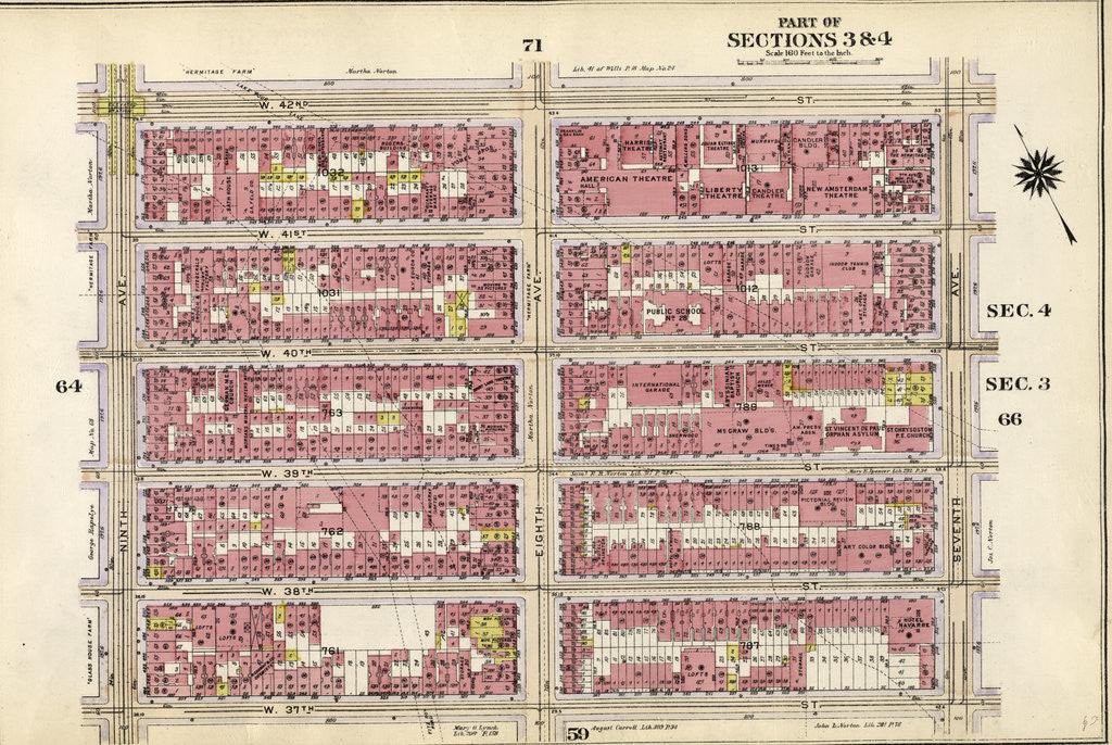 Detail of Bounded by W. 42nd Street, Seventh Avenue, W. 37th Street, and Ninth Avenue, New York by Anonymous