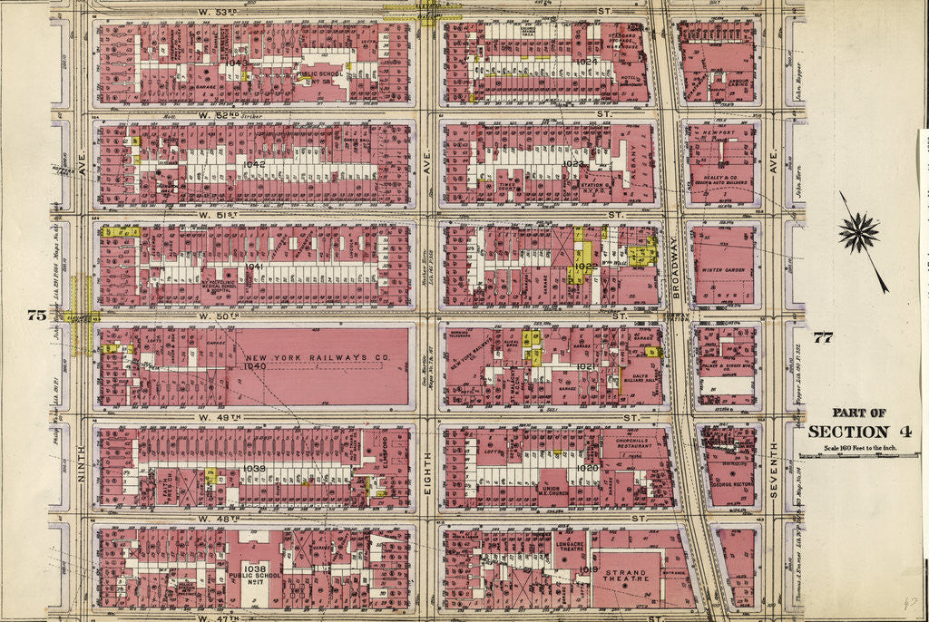 Detail of Bounded by W. 53rd Street, Seventh Avenue, W. 47th Street, and Ninth Avenue, New York by Anonymous