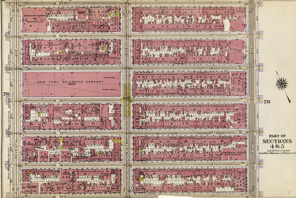 Detail of Bounded by W. 53rd Street, Fifth Avenue, W. 47th Street, and Seventh Avenue, New York by Anonymous