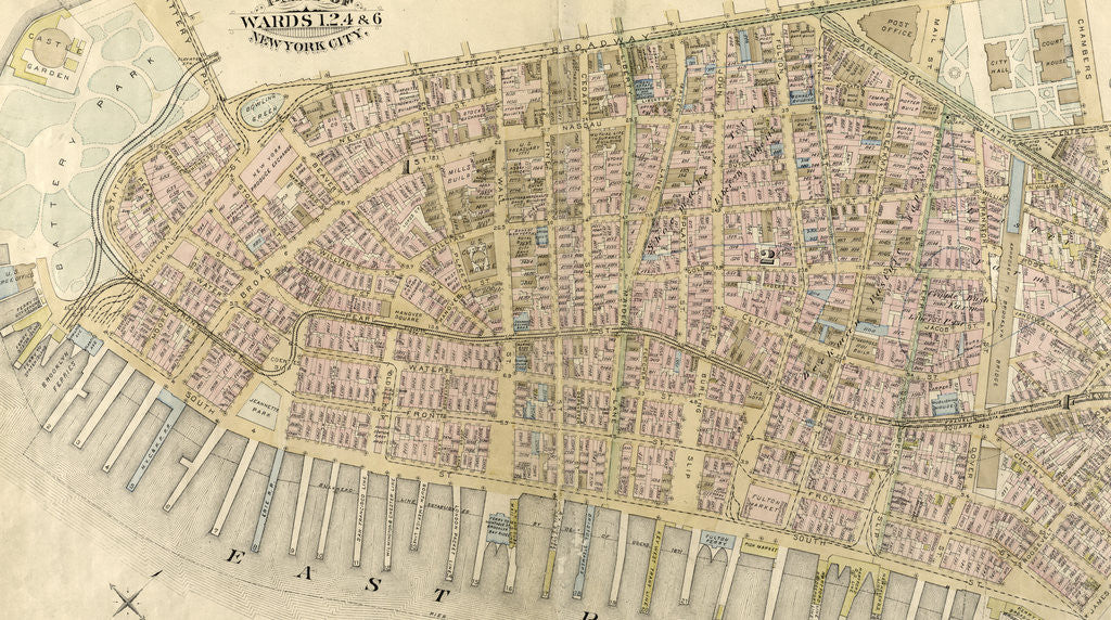 Detail of Part of Wards 1,2,4 & 6, New York City by Anonymous
