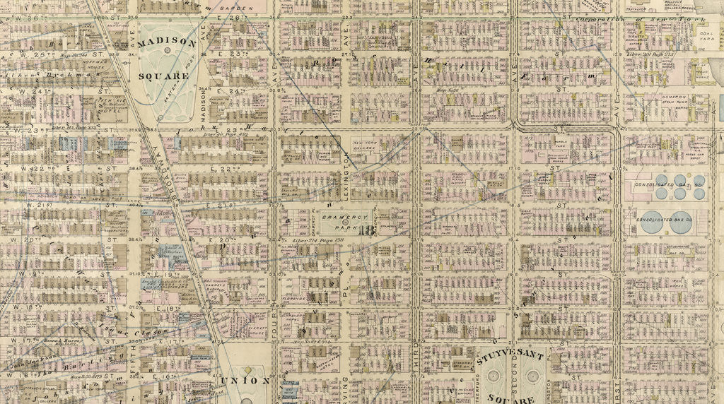 Detail of Bounded by W. 27th Street, E. 27th Street, First Avenue, E. 26th Street, Avenue A, E. 14th Street, and Sixth Avenue, New York by Anonymous