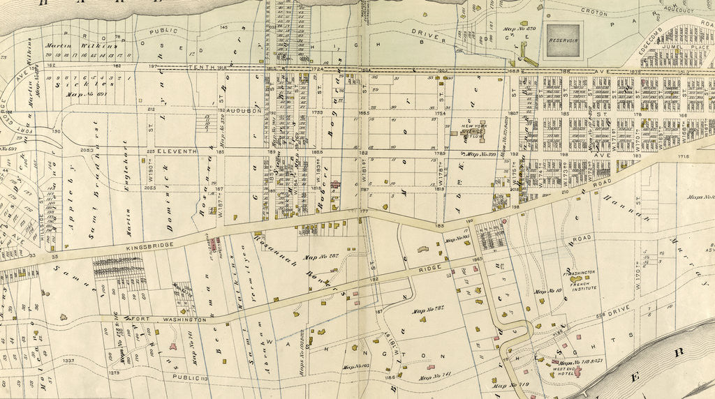 Detail of Bounded by Harlem River, W. 166th Street, Hudson River, New York by Anonymous