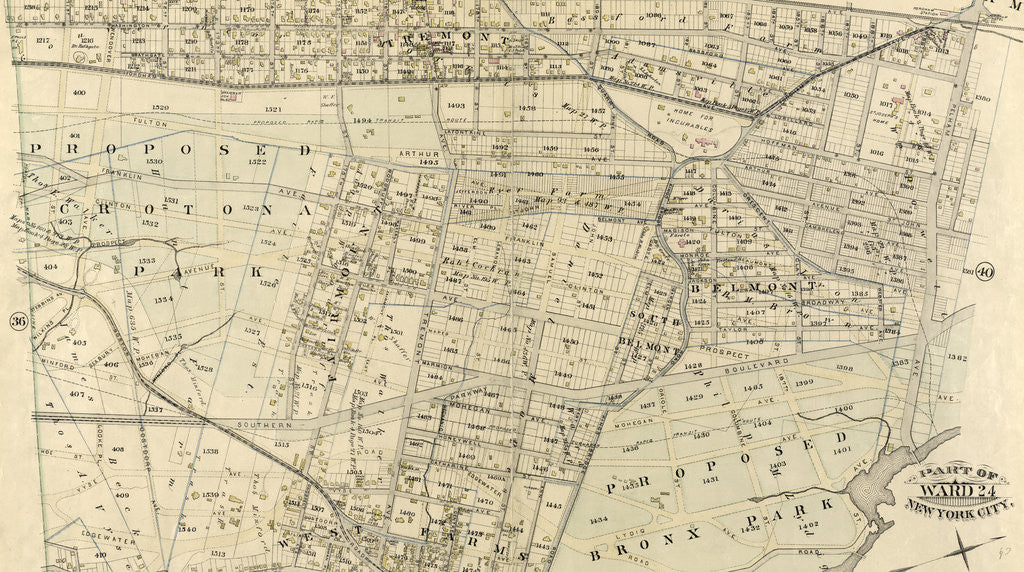 Detail of Vanderbilt Avenue, Pelham Avenue, Boston Road, New York by Anonymous