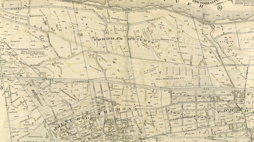 Detail of Bounded by Harlem River, Highbridge Road, Jerome Avenue, Primrose Street, Vanderbilt Avenue, New York by Anonymous