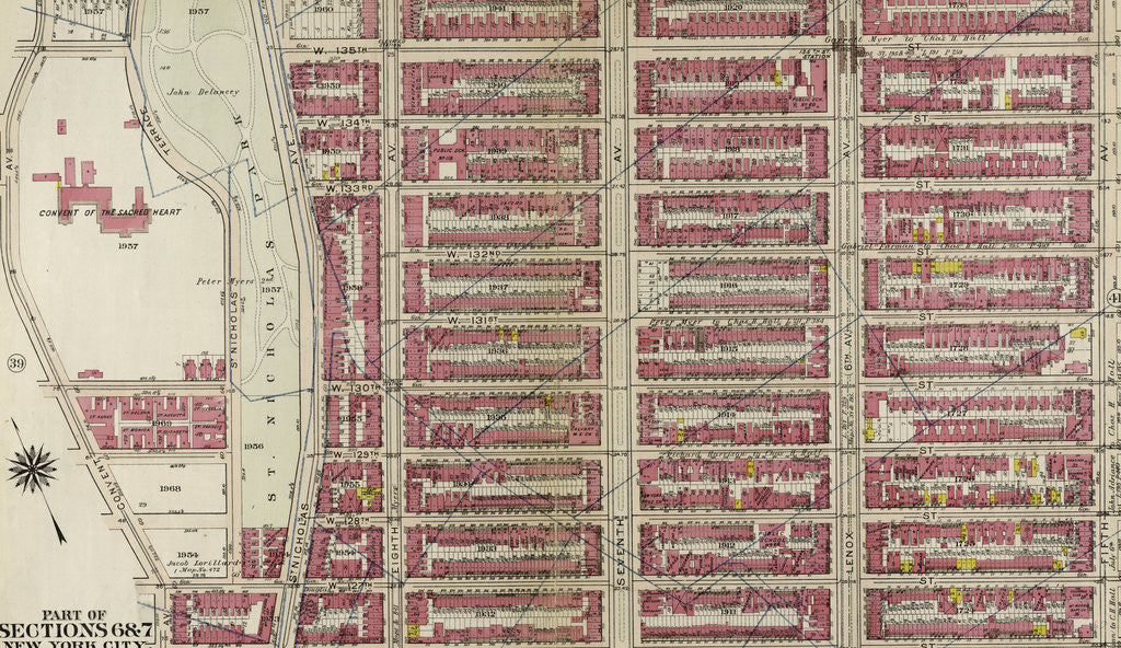 Detail of Bounded by W. 136th Street, Fifth Avenue, W. 125th Street, and Morningside Avenue, New York by Anonymous