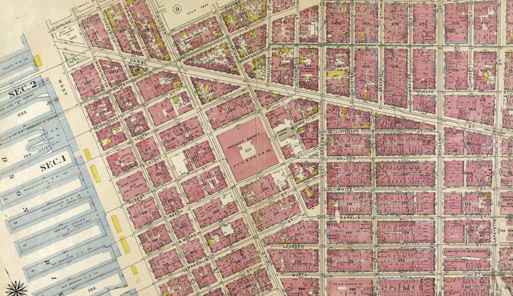 Detail of Bounded by Spring Street, Hudson Street, Broome Street, Centre Street, Pearl Street by Anonymous