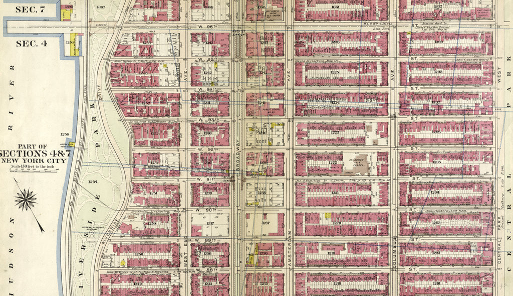 Detail of Bounded by W. 97th Street, Central Park West, W. 86th Street, and Hudson River, Riverside Park Riverside Drive, New York by Anonymous