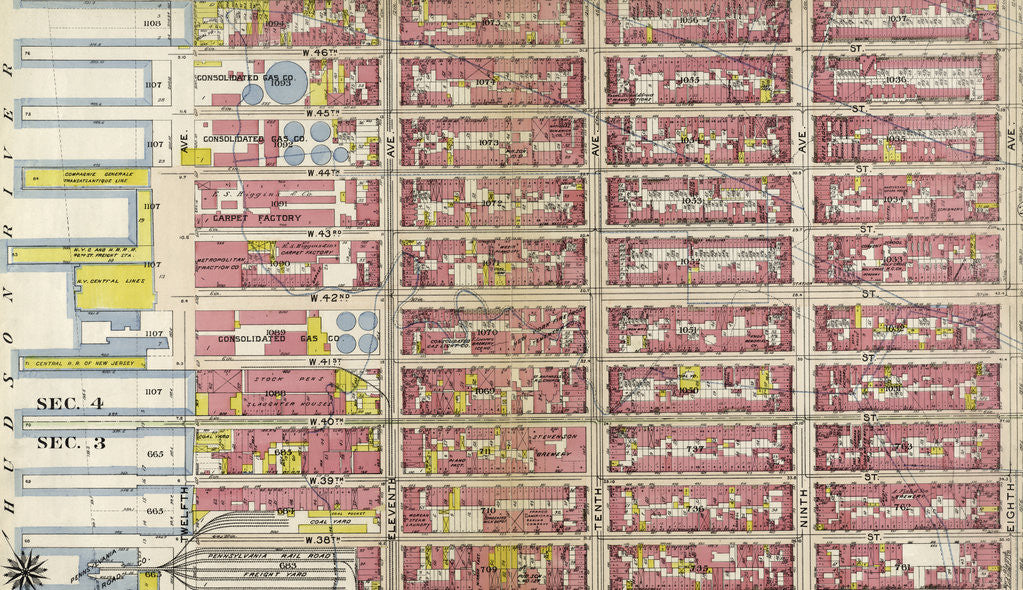 Detail of Part of Sections 3 & 4: New York City by Anonymous