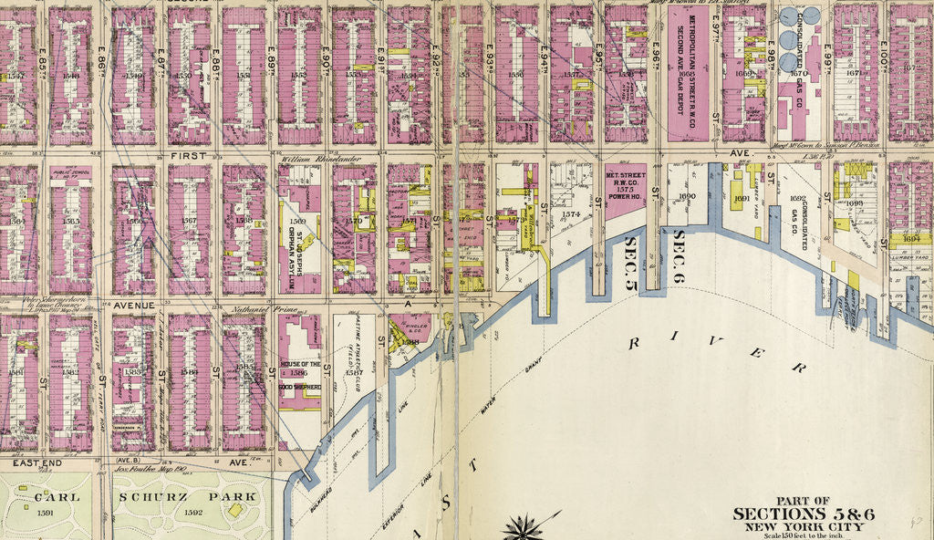 Detail of Part of Sections 5 & 6: New York City by Anonymous