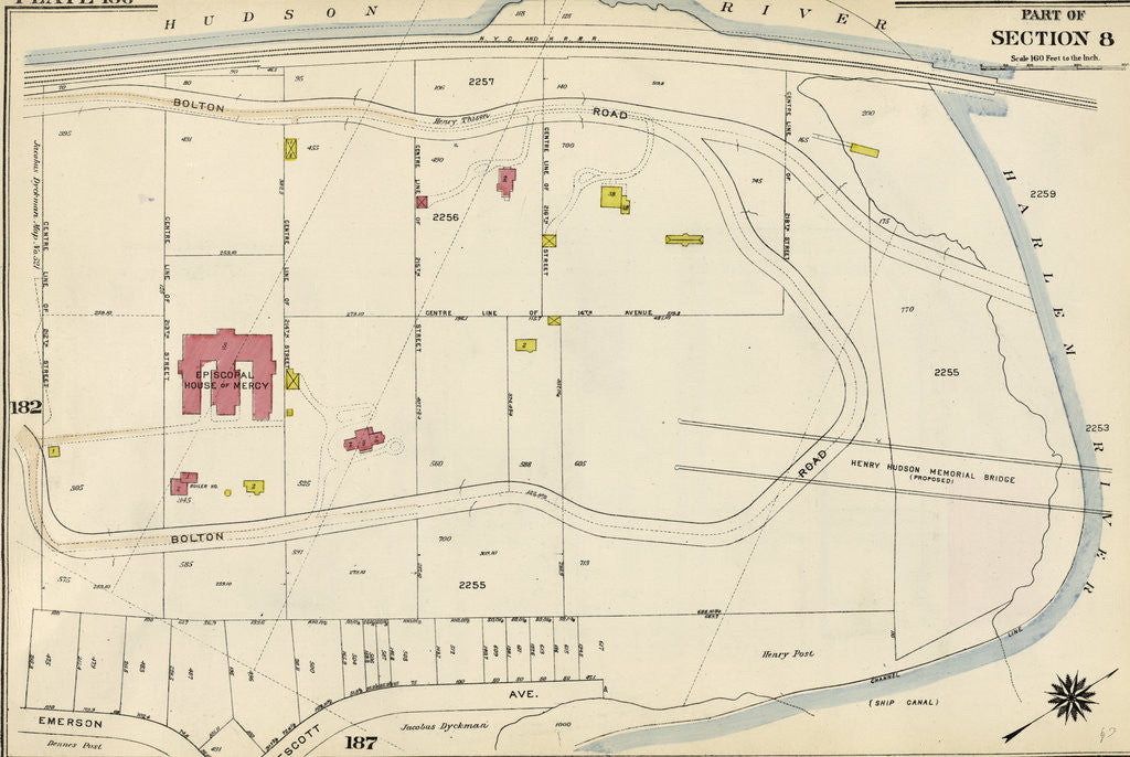 Detail of Bounded by Bolton Road Harlem River, Prescott Avenue and Emerson Place, New York by Anonymous