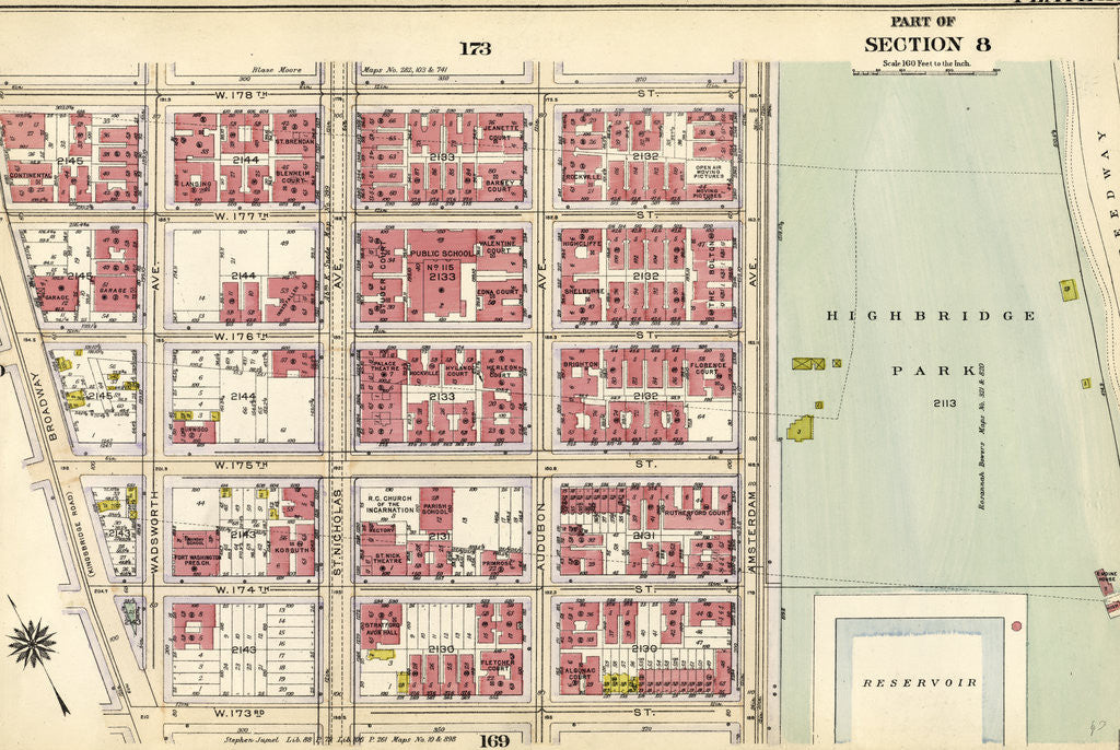 Detail of Bounded by W. 178th Street, Amsterdam Avenue Highbridge Park, Speedway, W. 173rd Street and Broadway, New York by Anonymous