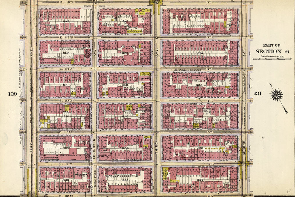 Detail of Bounded by E. 116th Street, Second Avenue, E. 110th Street and Park Avenue, New York by Anonymous