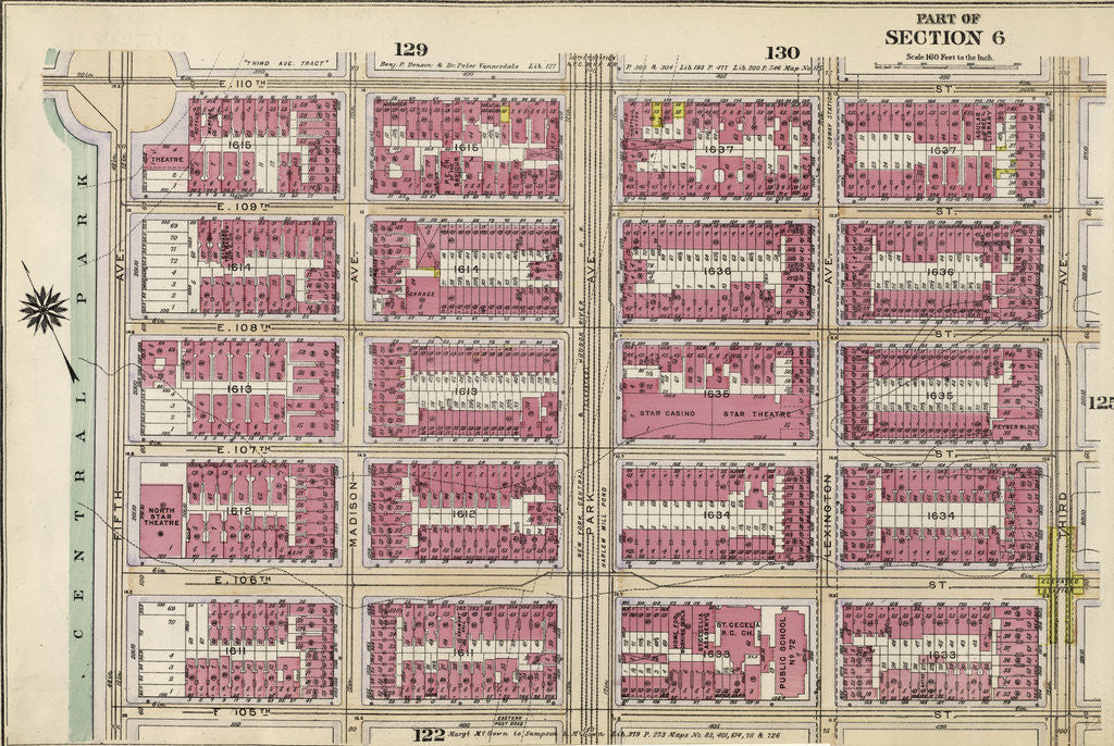 Detail of Bounded by E. 110th Street, Third Avenue, E. 105th Street and Central Park Fifth Avenue, New York by Anonymous