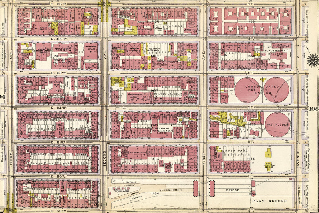 Detail of Bounded by E. 65th Street, Avenue A, E. 60th Street, Second Avenue, E. 59th Street and Third Avenue, New York by Anonymous