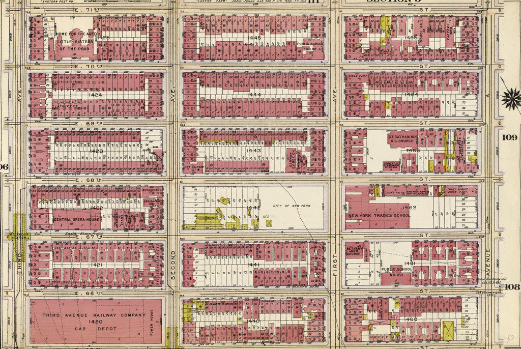 Detail of Bounded by E. 71st Street, Avenue A, E. 65th Street and Third Avenue, New York by Anonymous