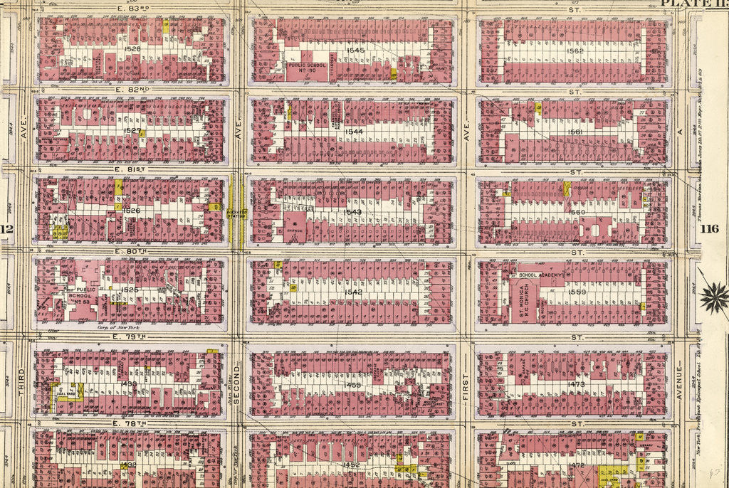 Detail of Bounded by E. 83rd Street, Avenue A, E. 77th Street and Third Avenue, New York by Anonymous