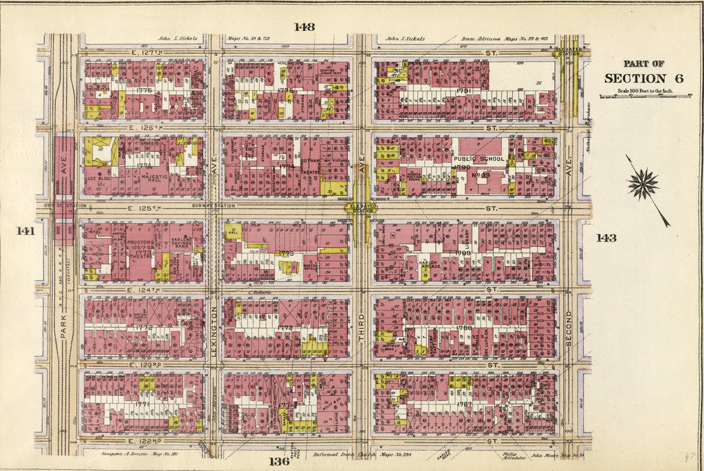 Detail of Bounded by E. 127th Street, Second Avenue, E. 122nd Street and Park Avenue, New York by Anonymous