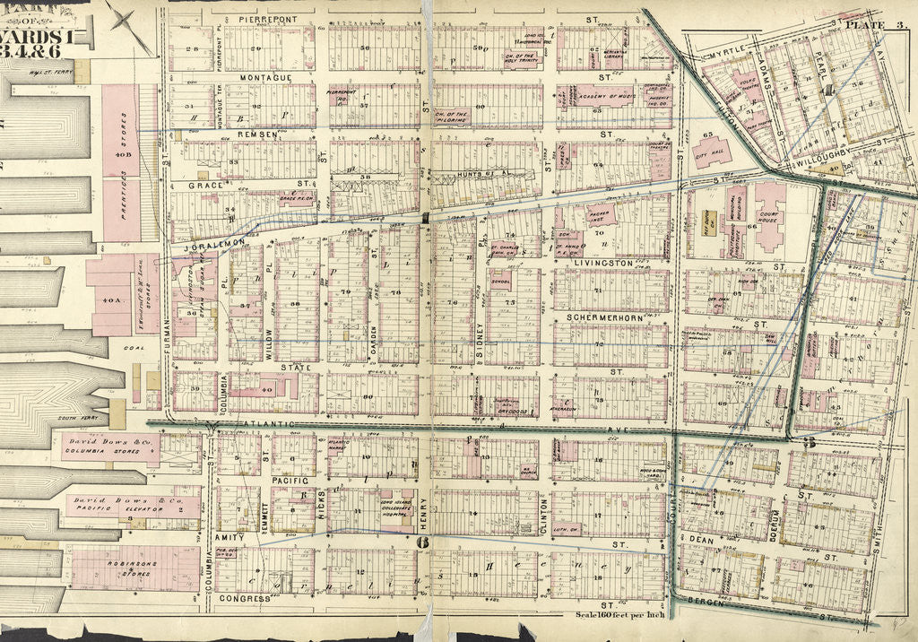 Detail of Part of Wards 1, 3, 4, & 6. City of Brooklyn, New York by Anonymous