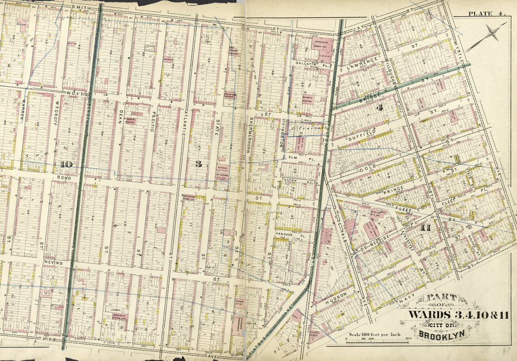 Detail of Part of Wards 3, 4, 10, & 11. City of Brooklyn, New York by Anonymous
