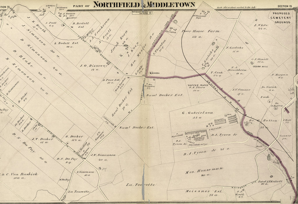 Detail of Part of Northfield & Middletown. Staten Island, 1874, New York by Anonymous