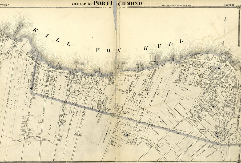 Detail of Village of Port Richmond. Staten Island, 1874, New York by Anonymous
