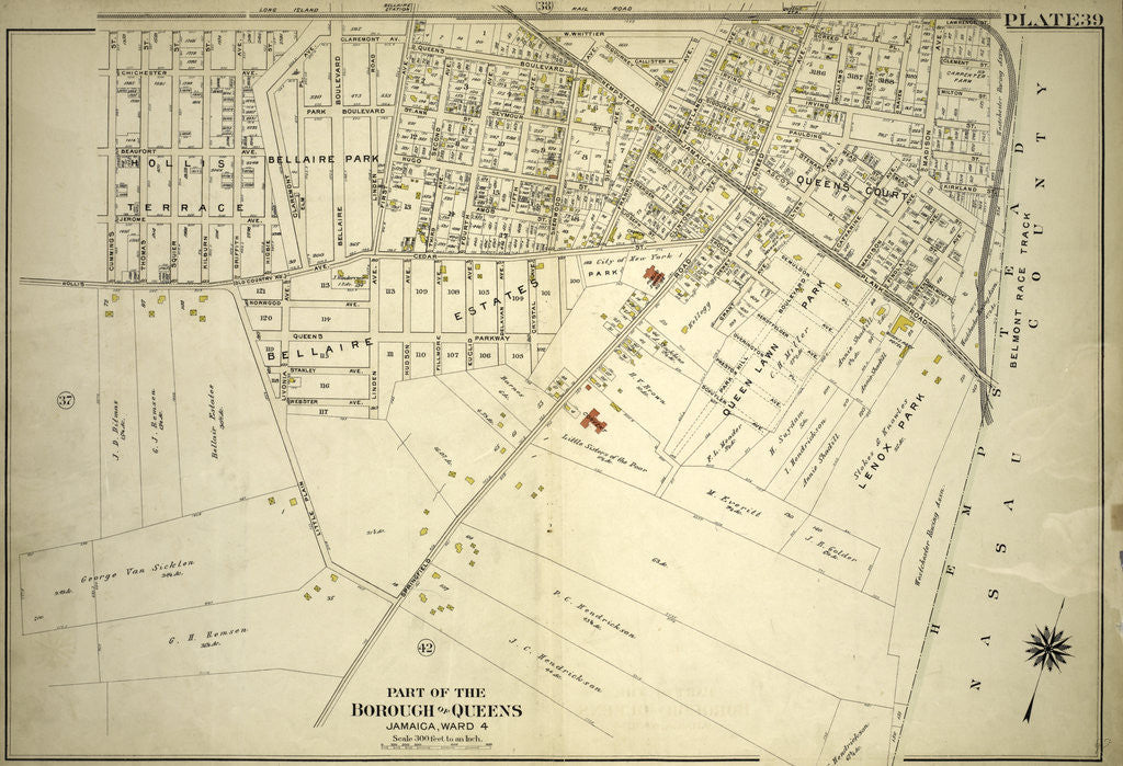 Detail of Bounded by Chichester Ave., Claremont Ave., Queens Blvd., Hempstead and Jamaica Plank Rd., W. Whittier St., Wertland Ave., Queens Court Creed Ave., Hempstead and Jamaica Plank Rd., Springfield Rd., Little Plain, Hollis Ave. & Cummings St., New York by Anonymous