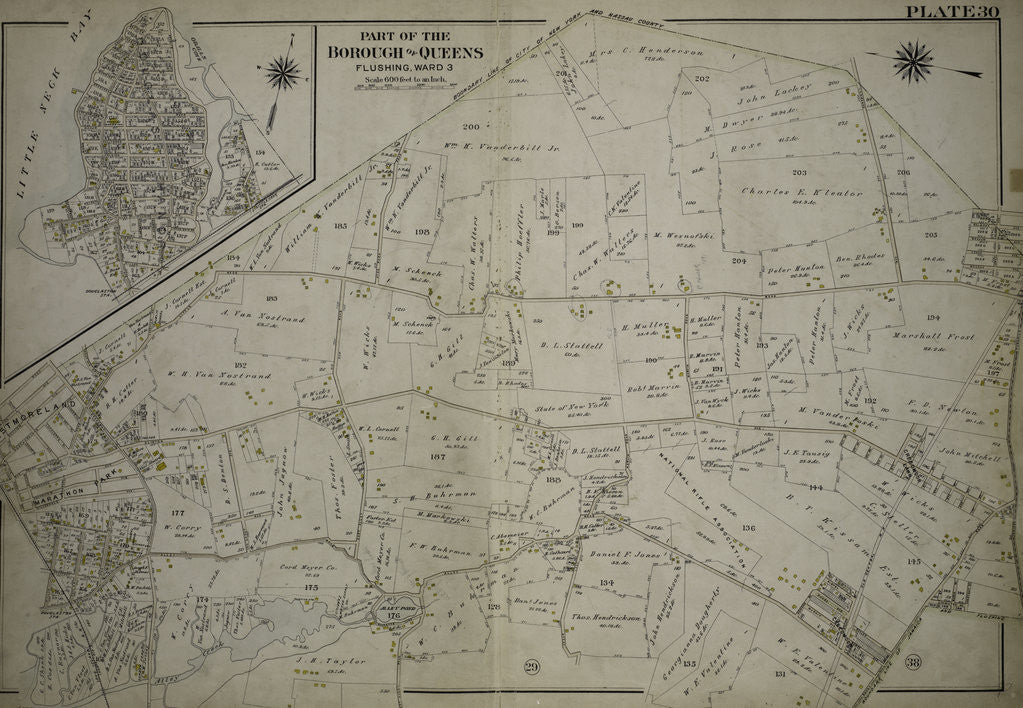 Detail of Bounded by Nassau Road, Broadway, Clinton Avenue, East Alley Road, Little Neck Road, Jericho Turnpike, Rocky Hill Road, Alley Road and Broadway, New York by Anonymous