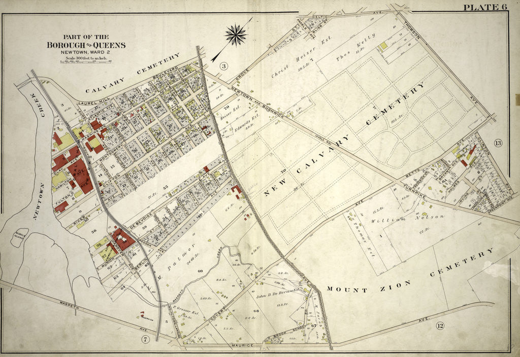 Detail of Part of the Borough of Queens, New town, Ward 2, New York by Anonymous