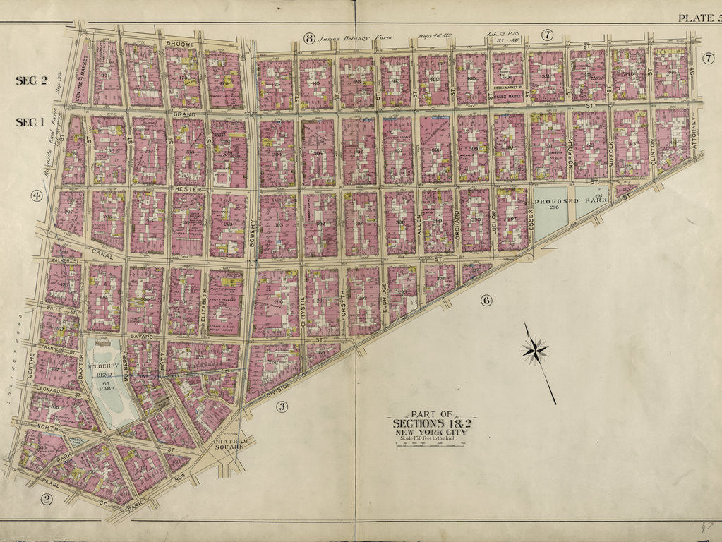 Detail of Part of Sections 1 & 2: New York City by Anonymous