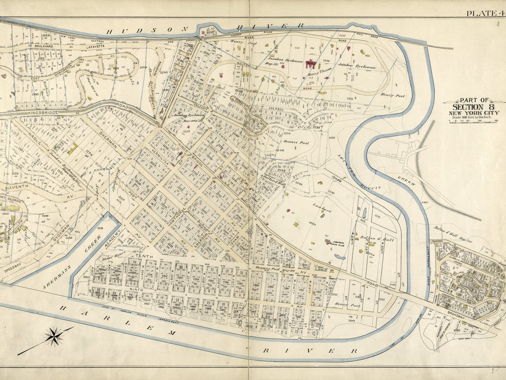 Detail of Bounded by Boulevard Lafayette Hudson River, Harlem River, New York by Anonymous