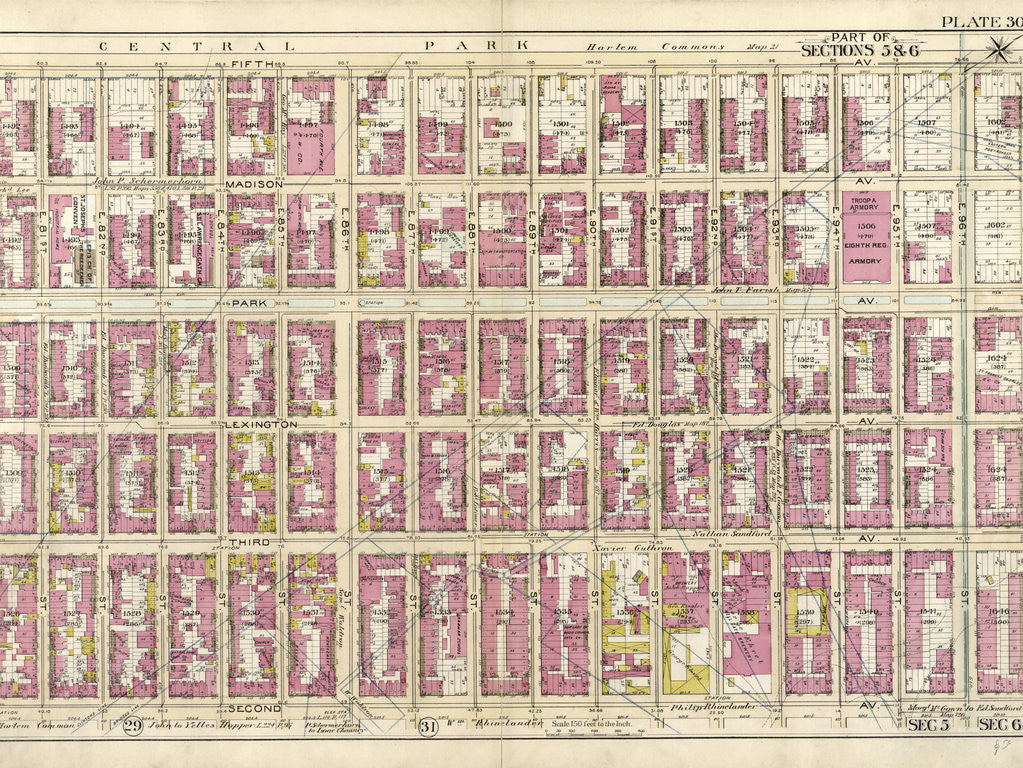 Detail of Part of Secions 5 & 6, New York by Anonymous