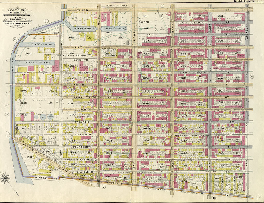 Detail of Part of Ward 22. Land Map Section, No. 4, Volume 1, Brooklyn Borough, New York City by Anonymous