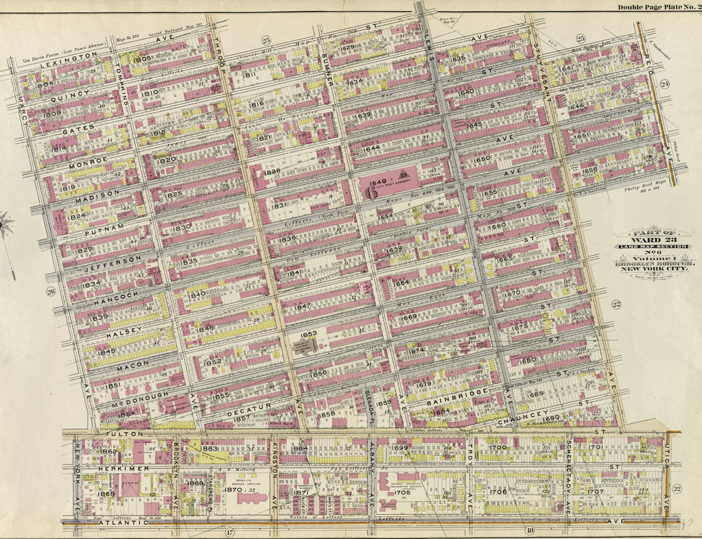 Detail of Part of Ward 23. Land Map Section, No. 6, Volume 1, Brooklyn Borough, New York City by Anonymous