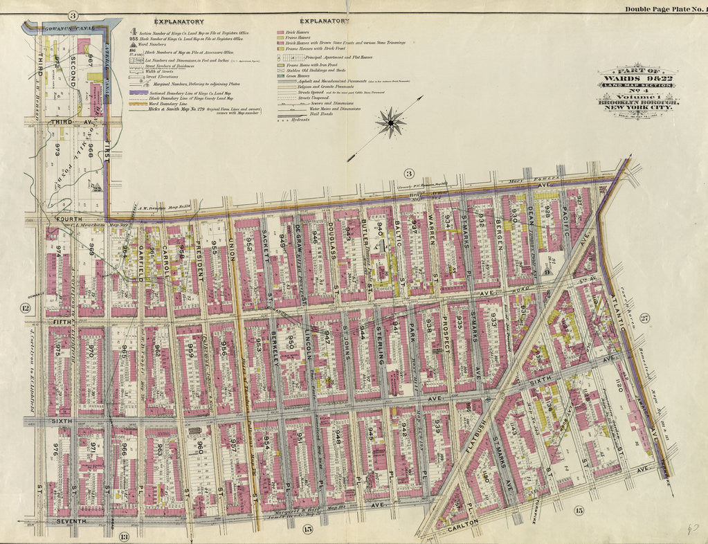Detail of Part of Wards 9, 22 . Land Map Section, No. 4, Volume 1, Brooklyn Borough, New York City by Anonymous