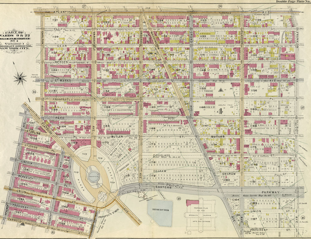 Detail of Part of Wards 9, 22 . Land Map Section, No. 4, Volume 1, Brooklyn Borough, New York City by Anonymous