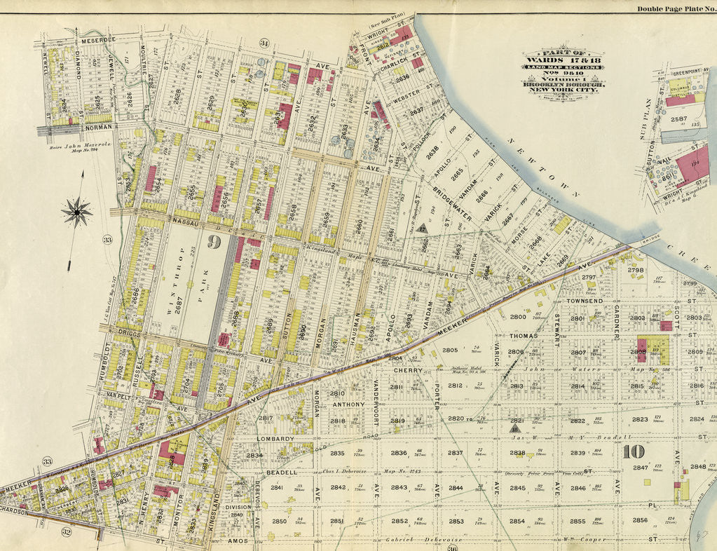 Detail of Part of Wards 17 & 18. Land Map Sections, No. 9 & 10, Volume 1, Brooklyn Borough, New York City by Anonymous