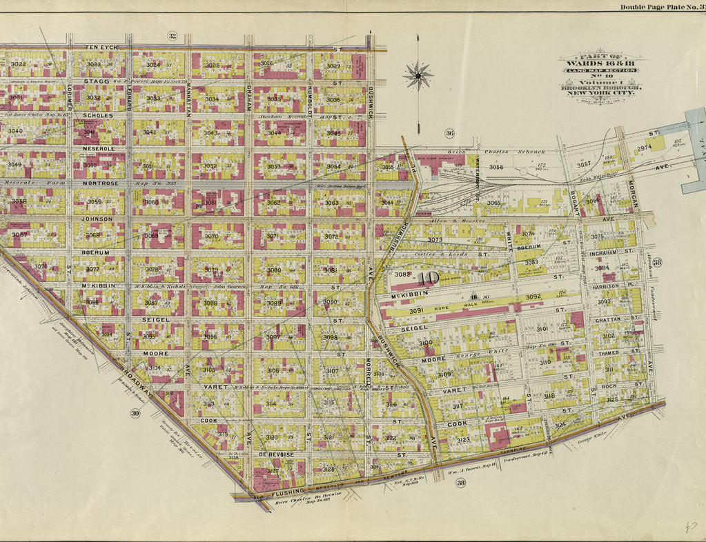 Detail of Part of Wards 16 & 18. Land Map Section, No. 10, Volume 1, Brooklyn Borough, New York City by Anonymous