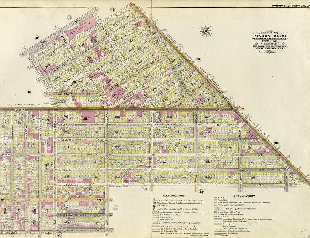 Detail of Part of Wards 19 & 21. Land Map Sections, No. 6 & 8, Volume 1, Brooklyn Borough, New York City by Anonymous