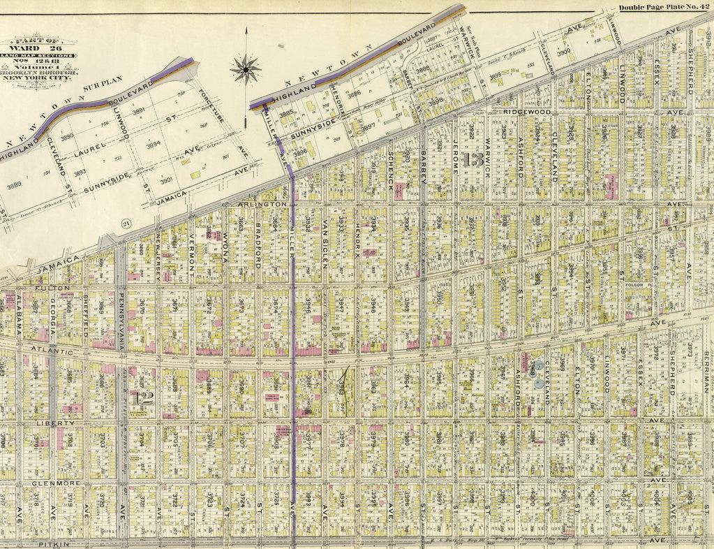 Detail of Part of Ward 26. Land Map Sections, Nos. 12 & 13. Volume 1, Brooklyn Borough, New York City by Anonymous