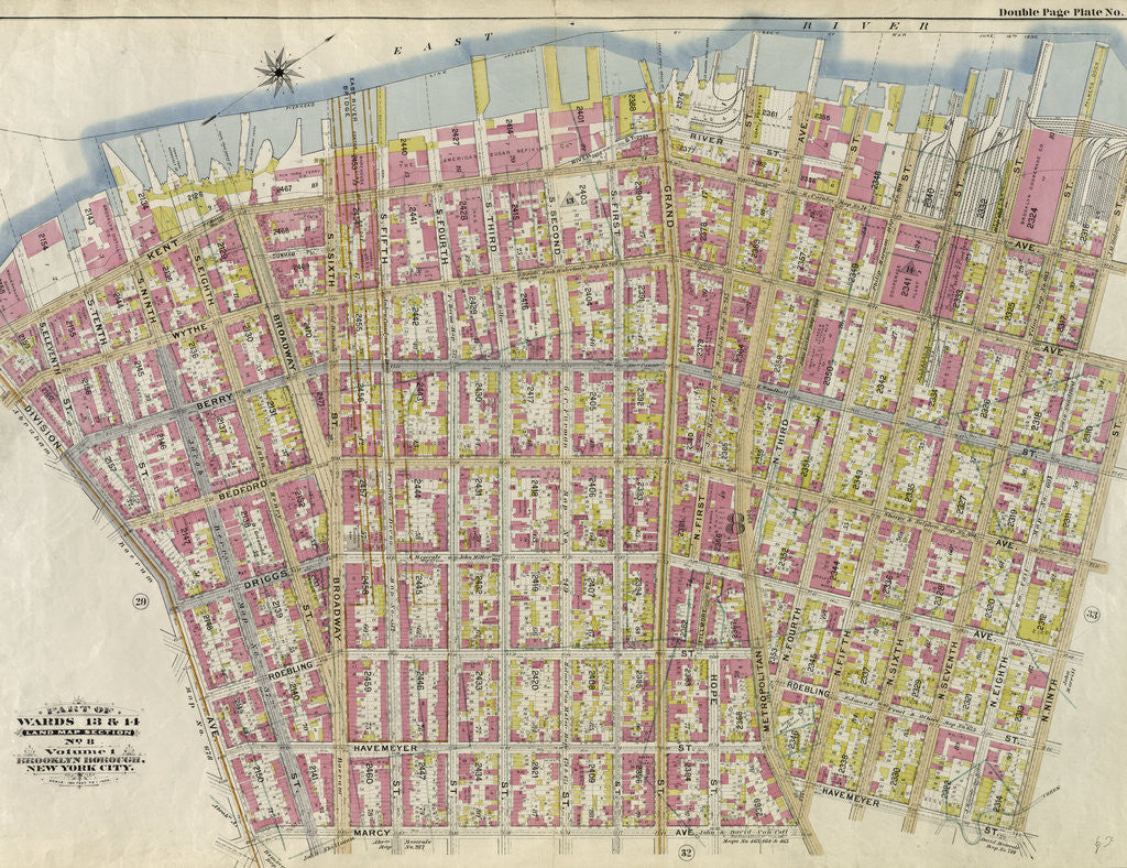 Detail of Part of Wards 13 & 14. Land Map Section, No. 8, Volume 1, Brooklyn Borough, New York City by Anonymous