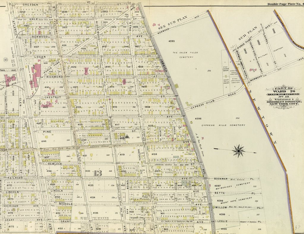 Detail of Part of Ward 26. Land Map Section, No. 13. Volume 1, Brooklyn Borough, New York City by Anonymous