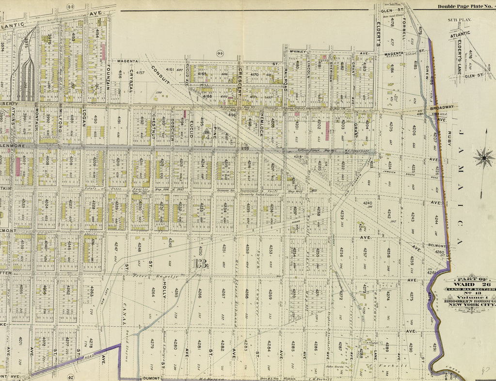 Detail of Part of Ward 26. Land Map Section, No. 13. Volume 1, Brooklyn Borough, New York City by Anonymous