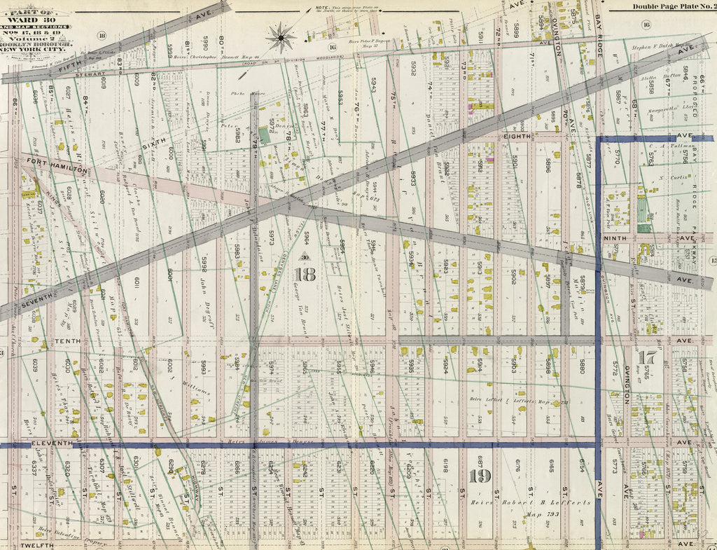 Detail of Part of Ward 30, Land Map Sections, Nos. 17, 18 & 19. Volume 2, Brooklyn Borough, New York City by Anonymous